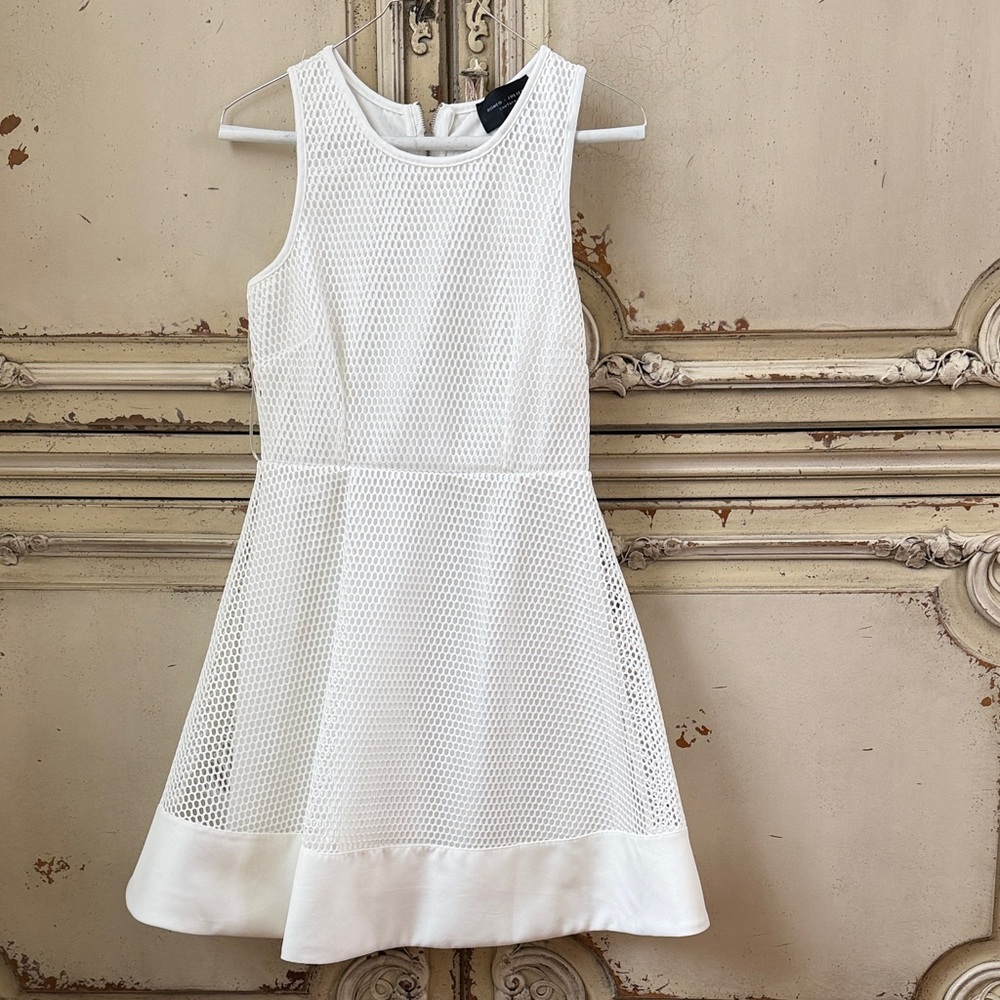 Romeo & Juliet Couture White Mesh Fit-and-Flare Dress